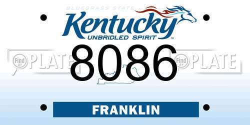 8086 Kentucky License Plate