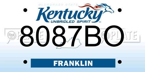 8087BO Kentucky License Plate