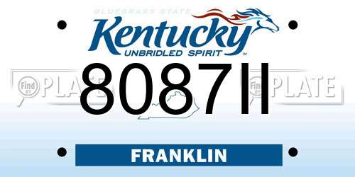 8087II Kentucky License Plate