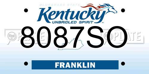8087SO Kentucky License Plate