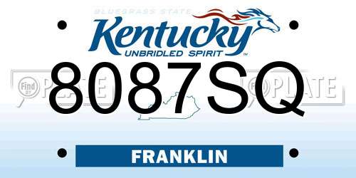 8087SQ Kentucky License Plate