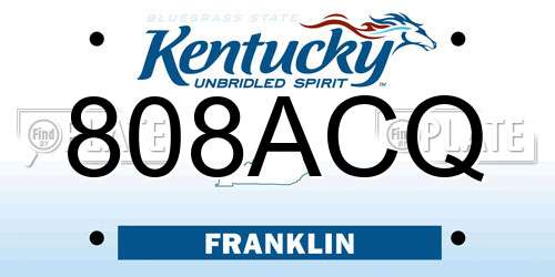 808ACQ Kentucky License Plate