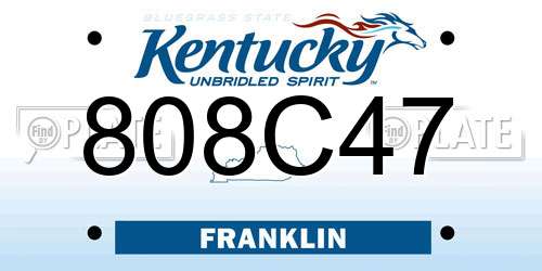 808C47 Kentucky License Plate
