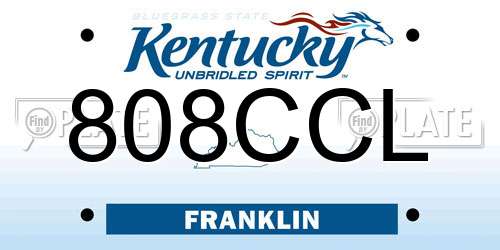 808CCL Kentucky License Plate