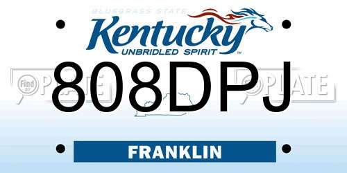 808DPJ Kentucky License Plate