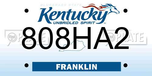 808HA2 Kentucky License Plate