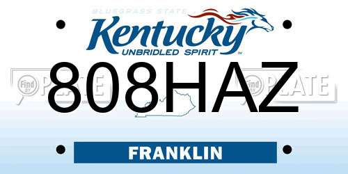 808HAZ Kentucky License Plate