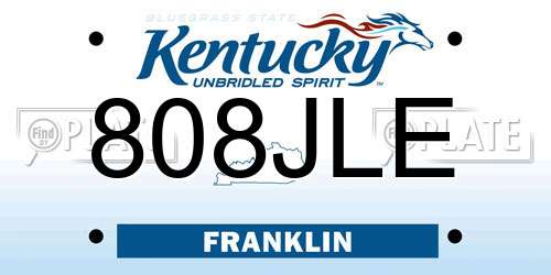 808JLE Kentucky License Plate