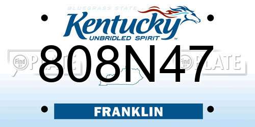 808N47 Kentucky License Plate