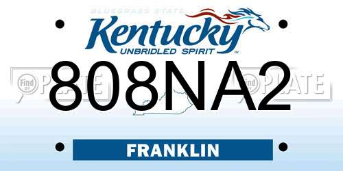 808NA2 Kentucky License Plate
