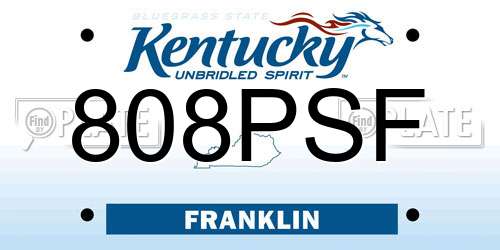 808PSF Kentucky License Plate