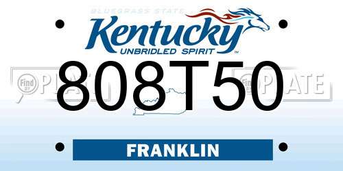 808T50 Kentucky License Plate