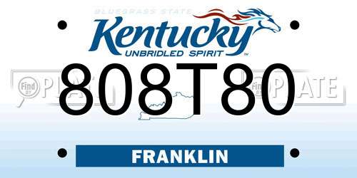 808T80 Kentucky License Plate