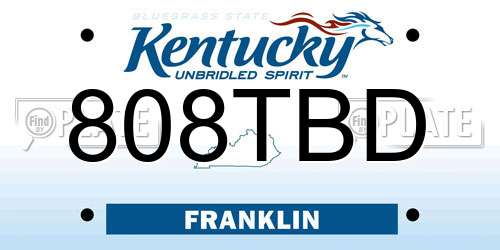 808TBD Kentucky License Plate