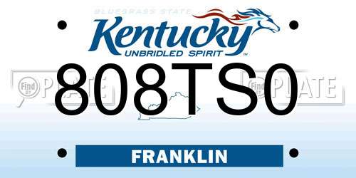 808TS0 Kentucky License Plate