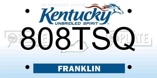 808TSQ Kentucky License Plate