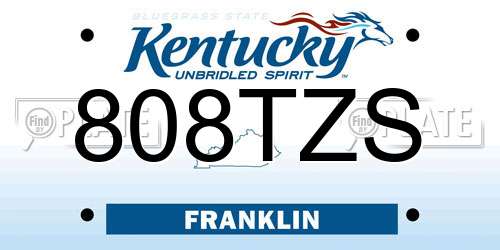 808TZS Kentucky License Plate