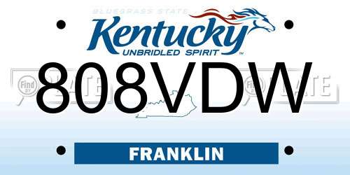 808VDW Kentucky License Plate