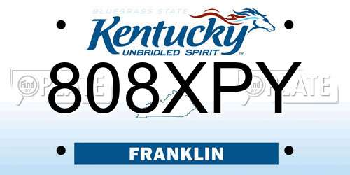 808XPY Kentucky License Plate