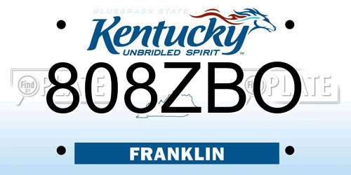 808ZBO Kentucky License Plate
