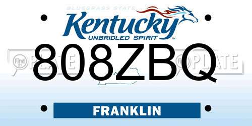 808ZBQ Kentucky License Plate