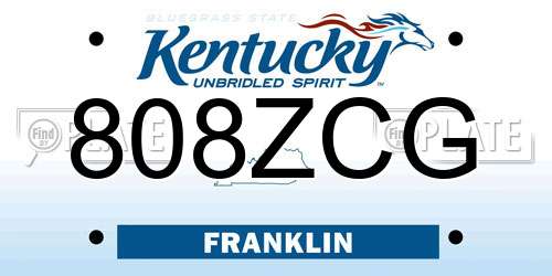 808ZCG Kentucky License Plate