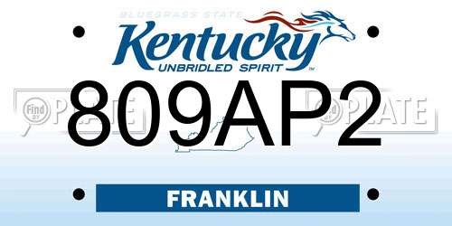809AP2 Kentucky License Plate