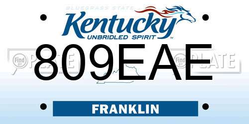 809EAE Kentucky License Plate