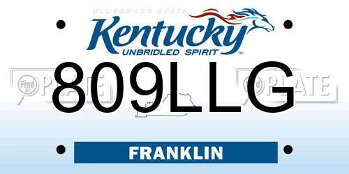 809LLG Kentucky License Plate