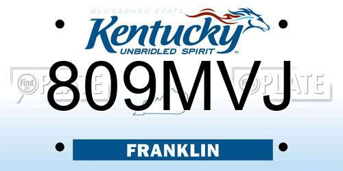 809MVJ Kentucky License Plate