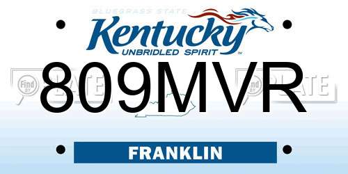 809MVR Kentucky License Plate