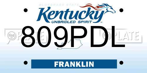 809PDL Kentucky License Plate