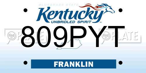 809PYT Kentucky License Plate
