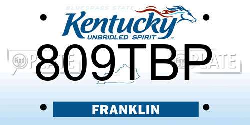 809TBP Kentucky License Plate