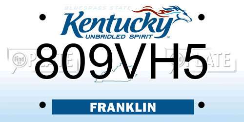 809VH5 Kentucky License Plate