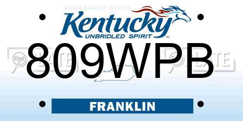 809WPB Kentucky License Plate