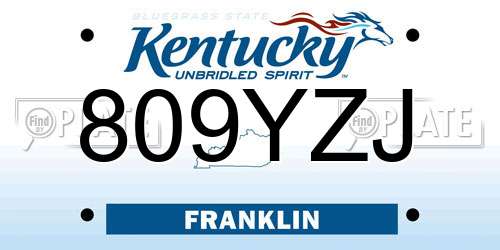809YZJ Kentucky License Plate