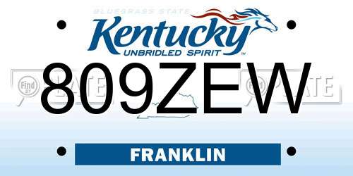 809ZEW Kentucky License Plate