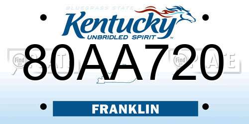 80AA720 Kentucky License Plate