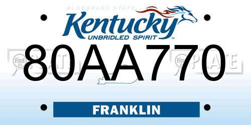 80AA770 Kentucky License Plate
