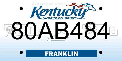 80AB484 Kentucky License Plate