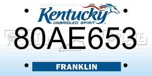 80AE653 Kentucky License Plate