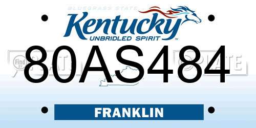 80AS484 Kentucky License Plate