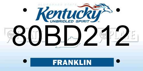 80BD212 Kentucky License Plate