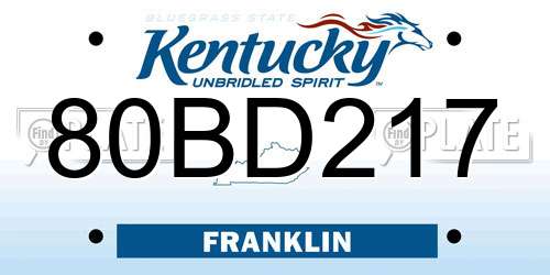80BD217 Kentucky License Plate
