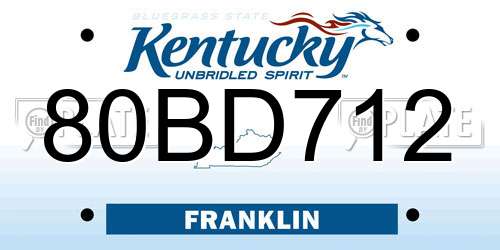 80BD712 Kentucky License Plate