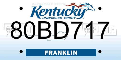 80BD717 Kentucky License Plate