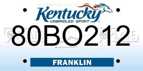 80BO212 Kentucky License Plate