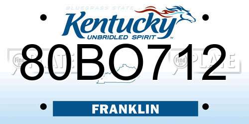 80BO712 Kentucky License Plate
