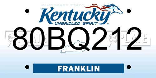 80BQ212 Kentucky License Plate